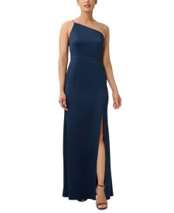 Adrianna Papell Women's One-Shoulder Slit-Front Gown