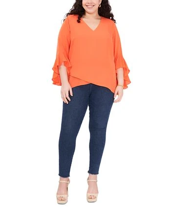 Vince Camuto Plus Size Flutter-Sleeve Crossover-Hem Top 2 Vince Camuto Plus Size Flutter-Sleeve Crossover-Hem Top - Image 2