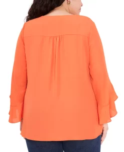 Vince Camuto Plus Size Flutter-Sleeve Crossover-Hem Top 6 Vince Camuto Plus Size Flutter-Sleeve Crossover-Hem Top -Anne Klein Sales Store 22946993 fpx