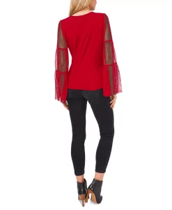 Vince Camuto Women's Mesh Bell-Sleeve Top -Anne Klein Sales Store 22947847 fpx