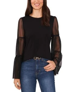 Vince Camuto Women's Mesh Bell-Sleeve Top