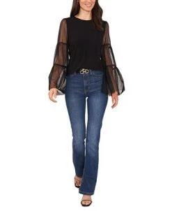 Vince Camuto Women's Mesh Bell-Sleeve Top -Anne Klein Sales Store 22947851 fpx