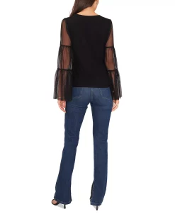 Vince Camuto Women's Mesh Bell-Sleeve Top -Anne Klein Sales Store 22947852 fpx