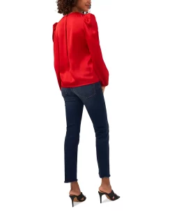 Vince Camuto Women's Puff-Shoulder Faux-Wrap Top -Anne Klein Sales Store 22947872 fpx