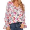 CeCe Women's Ruffled Floral-Print Bell-Sleeve Top