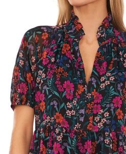 CeCe Women's Floral-Print Puff-Sleeve Babydoll Dress -Anne Klein Sales Store 22948231 fpx