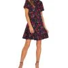 CeCe Women's Floral-Print Tie-Neck A-Line Dress