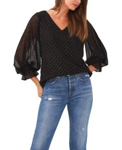 Vince Camuto Women's V-neck Blouse With Balloon Sleeves