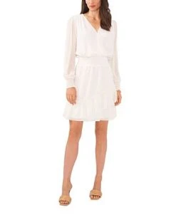 Vince Camuto Women's Long Sleeve Cross Front Dress With Ruffle Hem -Anne Klein Sales Store 22951369 fpx
