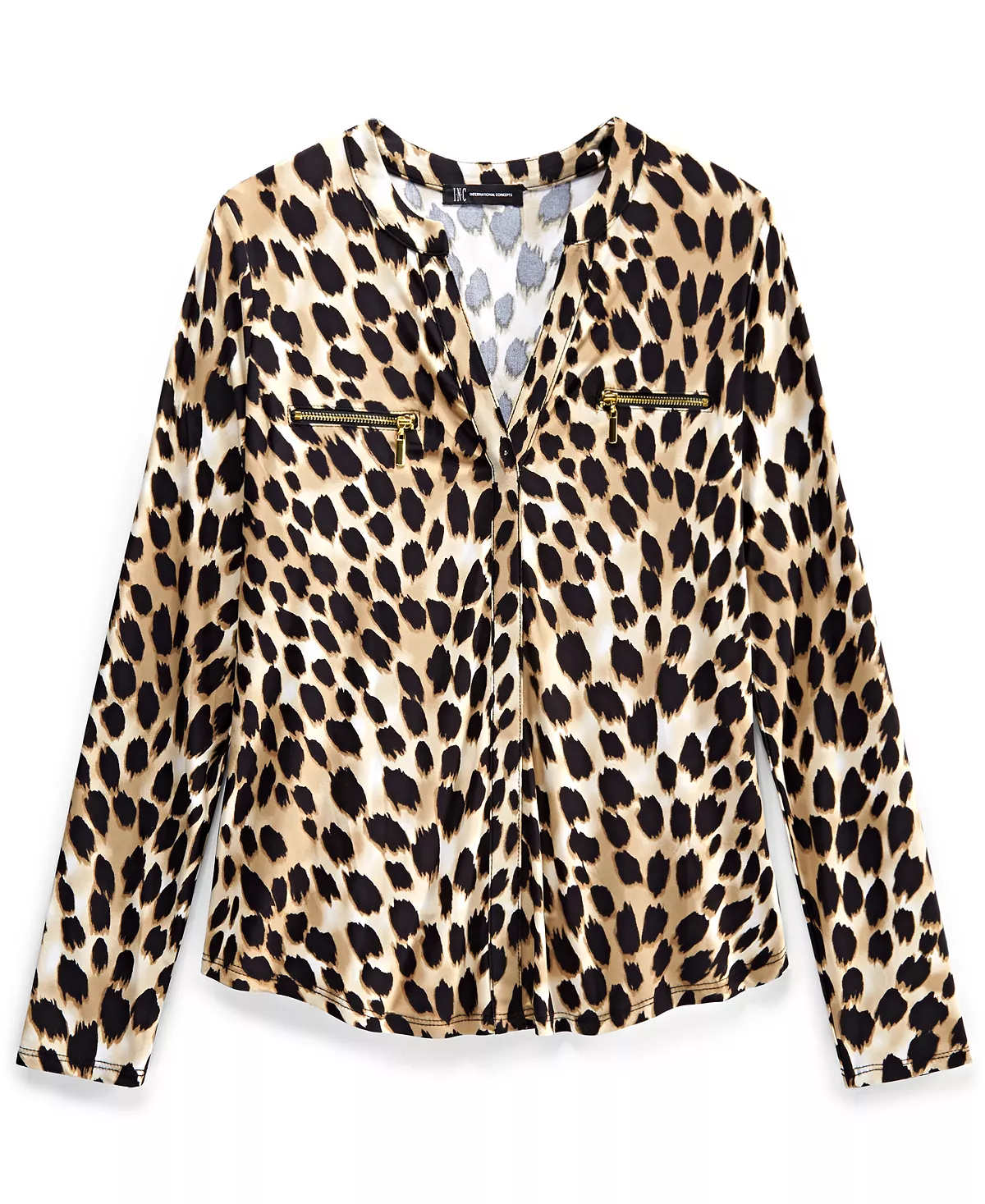 INC International Concepts Women's Print Zip-Pocket Top, In Regular & Petite, Created For Macy's 4 INC International Concepts Women's Print Zip-Pocket Top, In Regular & Petite, Created For Macy's - Image 4