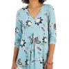 JM Collection Women's Printed V-Neck 3/4-Sleeve Tunic, Created For Macy's