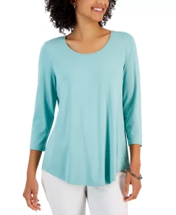 JM Collection 3/4-Sleeve Solid Tunic Top, Created For Macy's
