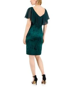 Connected Women's Cape-Overlay Ruched Velvet Dress 6 Connected Women's Cape-Overlay Ruched Velvet Dress -Anne Klein Sales Store 22978357 fpx