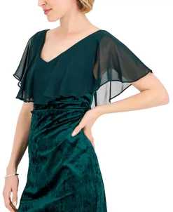 Connected Women's Cape-Overlay Ruched Velvet Dress 8 Connected Women's Cape-Overlay Ruched Velvet Dress -Anne Klein Sales Store 22978359 fpx
