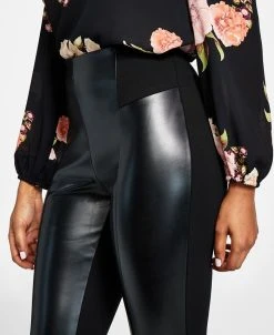 INC International Concepts Women's Mixed-Media High-Rise Pants, Created For Macy's -Anne Klein Sales Store 22979435 fpx