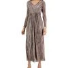 Anne Klein Women's V-Neck Maxi Pleated Long-Sleeve Dress