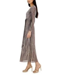 Anne Klein Women's V-Neck Maxi Pleated Long-Sleeve Dress -Anne Klein Sales Store 22979783 fpx