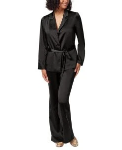 Sam Edelman Women's Lyra Belted Notched-Collar Satin Blazer
