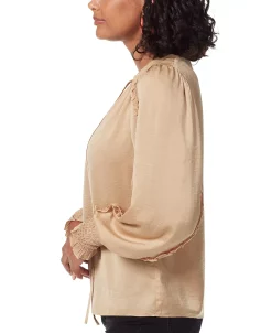 Sam Edelman Women's Varick Hammered-Satin Smocked-Cuff Tie-Neck Blouse -Anne Klein Sales Store 22980916 fpx