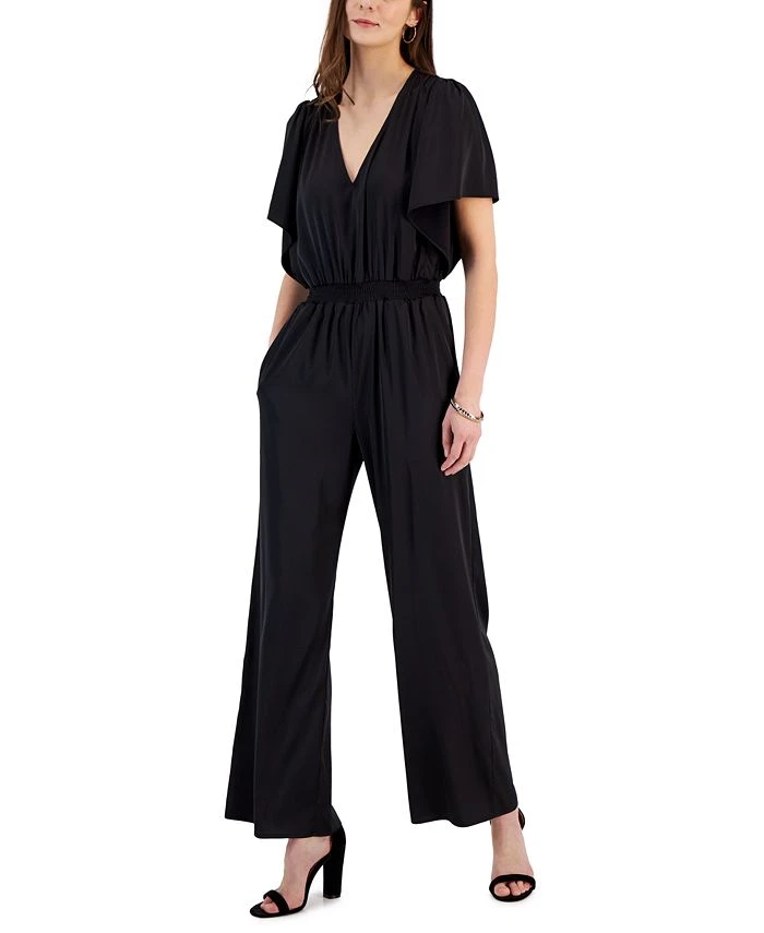 INC International Concepts Women's V-Neck Flutter-Sleeve Jumpsuit, Created For Macy's 1 INC International Concepts Women's V-Neck Flutter-Sleeve Jumpsuit, Created For Macy's