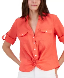 INC International Concepts Women's Linen Twist-Hem Blouse, Created For Macy's -Anne Klein Sales Store 22981955 fpx