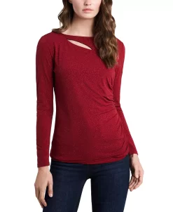 Vince Camuto Women's Sparkle Jersey Cutout Top -Anne Klein Sales Store 22984224 fpx