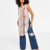 Bar III Women's Snakeskin-Print Sleeveless Tunic Top, Created For Macy's