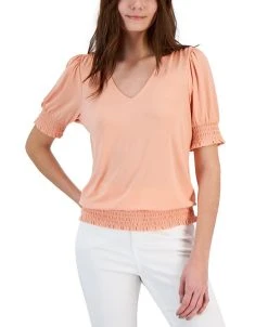 INC International Concepts Smocked-Trim Top, Created For Macy's