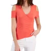 INC International Concepts Women's Cold-Shoulder V-Neck Top, Created For Macy's