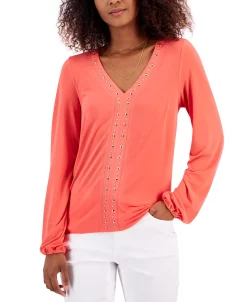INC International Concepts Women's Studded Top, Created For Macy's -Anne Klein Sales Store 22986957 fpx