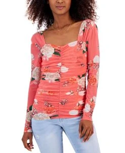 INC International Concepts Women's Ruched Printed Top, Created For Macy's