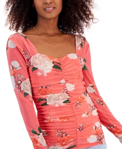 INC International Concepts Women's Ruched Printed Top, Created For Macy's -Anne Klein Sales Store 22987039 fpx