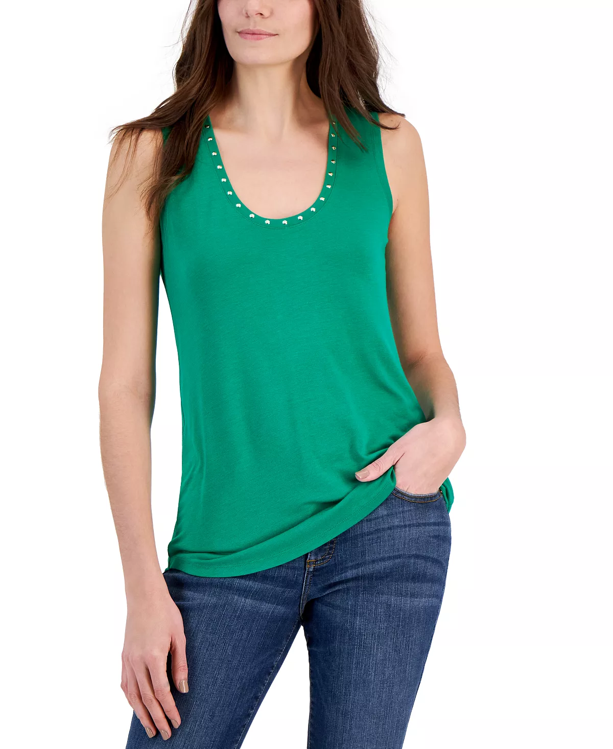 INC International Concepts Women's Embellished Scoop-Neck Tank Top, Created For Macy's 5 INC International Concepts Women's Embellished Scoop-Neck Tank Top, Created For Macy's - Image 5