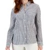 Style & Co Women's Perfect Striped Cotton Button-Up Shirt, Created For Macy's