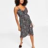 Bar III Women's Printed Ruffle Wrap Midi Dress, Created For Macy's
