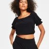 Bar III Women's Puff-Sleeve Crop Top, Created For Macy's