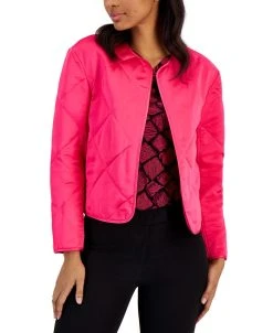 Anne Klein Women's Diamond-Quilted Collarless Jacket