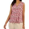 Anne Klein Women's Printed Pleat-Front Sleeveless Shell