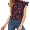 CeCe Women's Mock-Neck Floral-Print Flutter-Sleeve Top