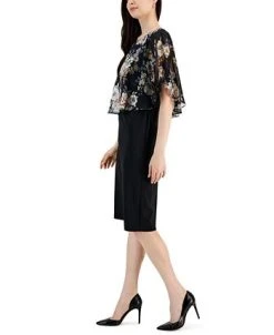 Connected Women's Round-Neck Chiffon Cape-Overlay Dress -Anne Klein Sales Store 22996107 fpx