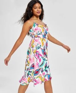 Bar III Women's Sleeveless Midi Wrap Ruffle Dress, Created For Macy's -Anne Klein Sales Store 22997772 fpx