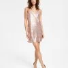 Bar III Women's Sequined V-Neck Spaghetti-Strap Slip Dress, Created For Macy's