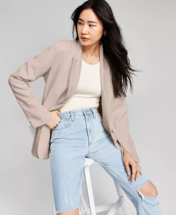And Now This Women's Oversized Notched Collar One-Button Blazer