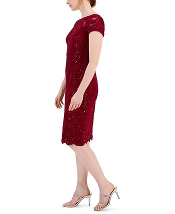 Connected Women's Embellished Lace Short-Sleeve Dress 3 Connected Women's Embellished Lace Short-Sleeve Dress - Image 3