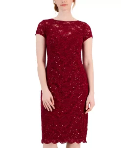 Connected Women's Embellished Lace Short-Sleeve Dress 8 Connected Women's Embellished Lace Short-Sleeve Dress -Anne Klein Sales Store 23019046 fpx