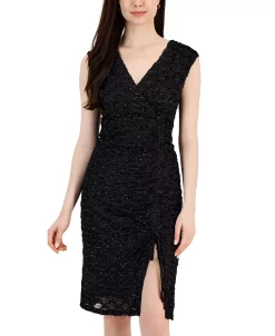 Connected Women's Metallic Cinched Side-Slit Dress 8 Connected Women's Metallic Cinched Side-Slit Dress -Anne Klein Sales Store 23019068 fpx