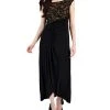 Connected Women's Soutache Lace Cap-Sleeve Faux-Wrap Gown