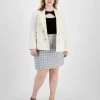 Bar III Plus Size Faux Double Breasted Blazer, Twist-Neck Sweater & Tweed Skirt, Created For Macy's