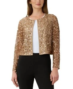 Adrianna Papell Women's Sequined Collarless Jacket