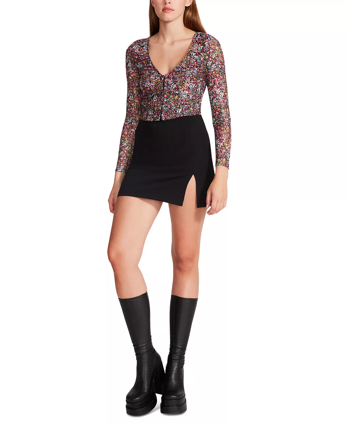 Steve Madden Women's Luna Floral-Print Long-Sleeve Top 4 Steve Madden Women's Luna Floral-Print Long-Sleeve Top - Image 4